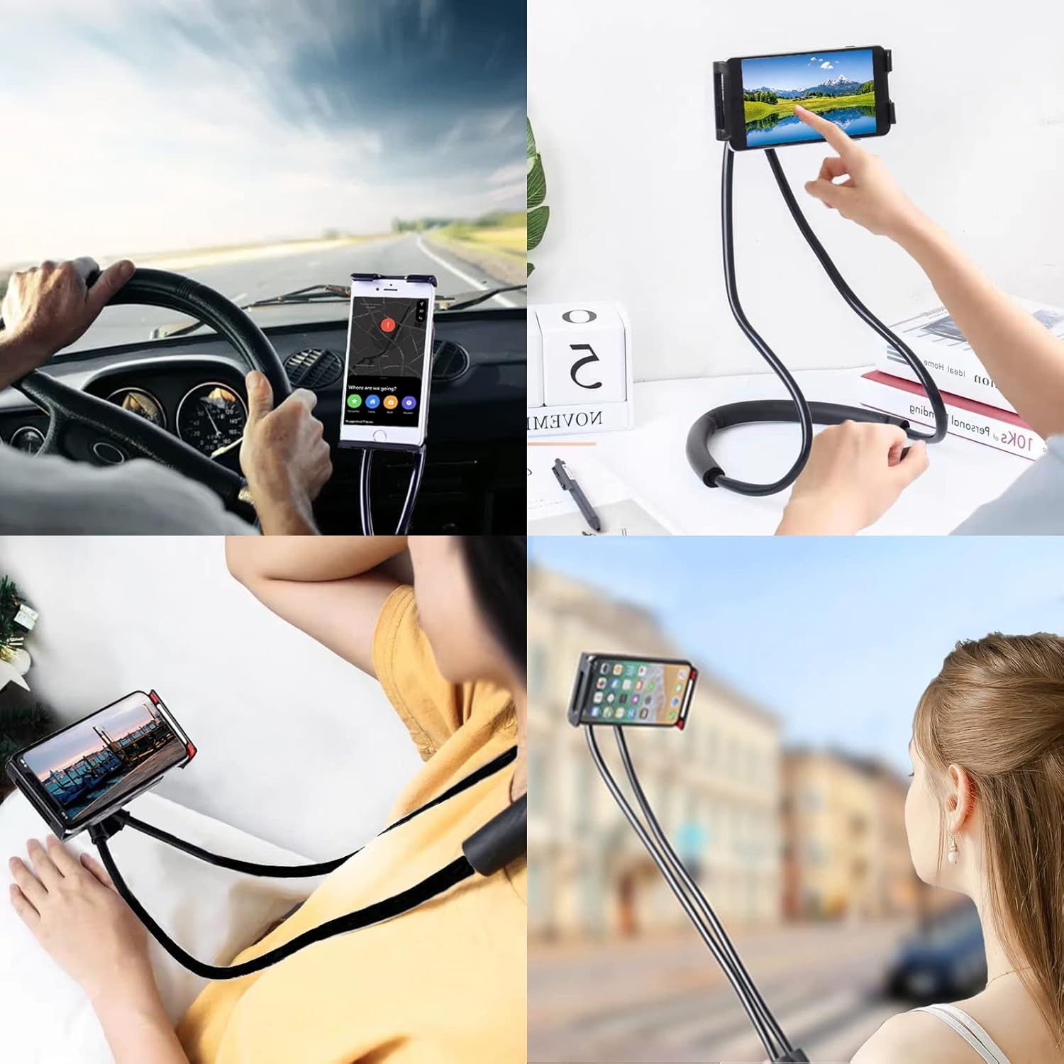 Chapter Seven Universal Smart Mobile Phone Stand,Hanging on Neck Cell Phone Mount Holder, Flexible Lazy Bracket DIY Free Rotating for Multiple Functions (Black) - Image 5