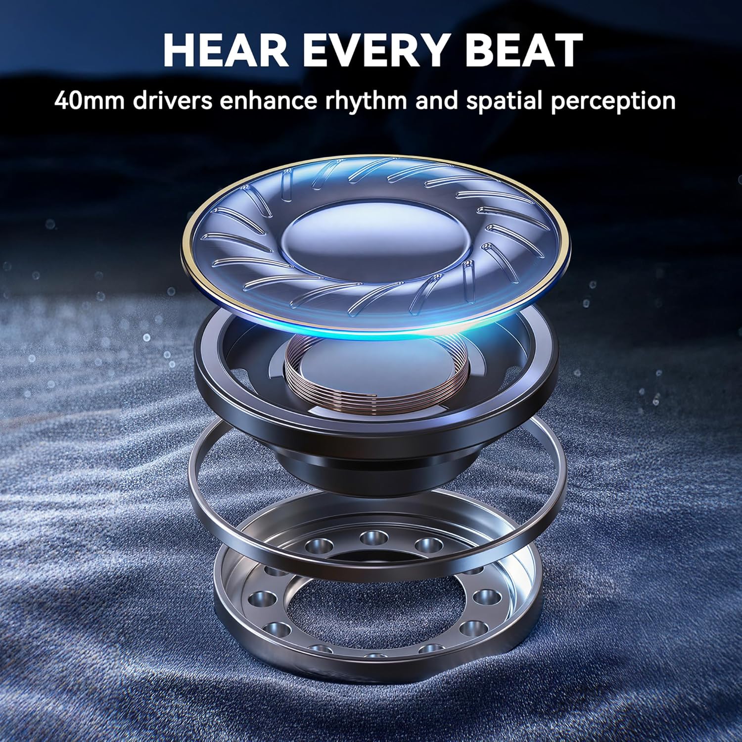 Pointcinco Hybrid Active Noise Cancelling Headphones, Over Ear Bluetooth 6.0 Wireless Headphones, 80H Playtime, Deep Bass, HiFi Stereo Sound, Lightweight Foldable for Travel, Home and Office(Black) - Image 4