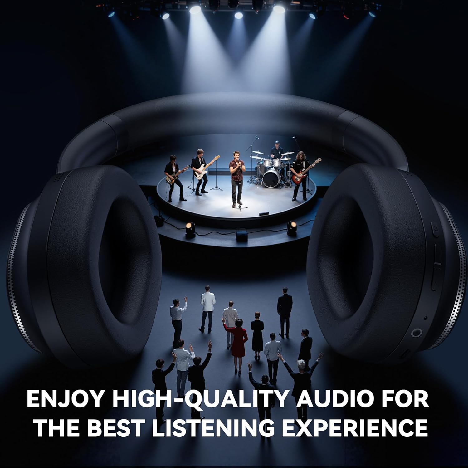 Pointcinco Hybrid Active Noise Cancelling Headphones, Over Ear Bluetooth 6.0 Wireless Headphones, 80H Playtime, Deep Bass, HiFi Stereo Sound, Lightweight Foldable for Travel, Home and Office(Black) - Image 7