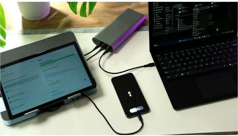 Targus 100W USB-C Portable Power Bank – 25,000mAh High-Capacity Battery, PD 3.0 Fast Charging, Airline-Safe, Charge 3 Devices - APB080GLZ - Image 8