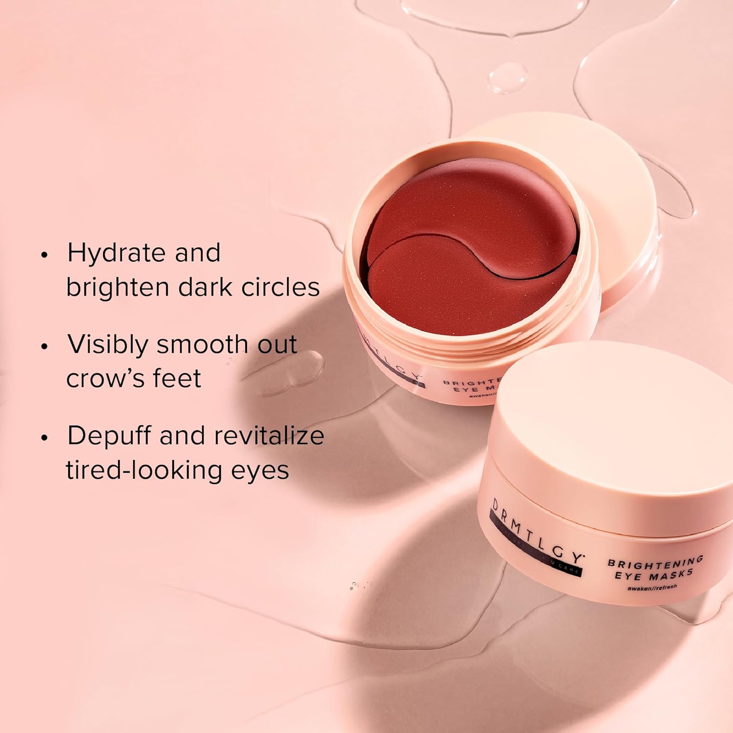 DRMTLGY Brightening Eye Masks – Biodegradable Hydrogel Under Eye Patches with Caffeine, Peptides, Hyaluronic Acid & Niacinamide – Depuff, Hydrate & Smooth Dark Circles – 60 Count - Image 6
